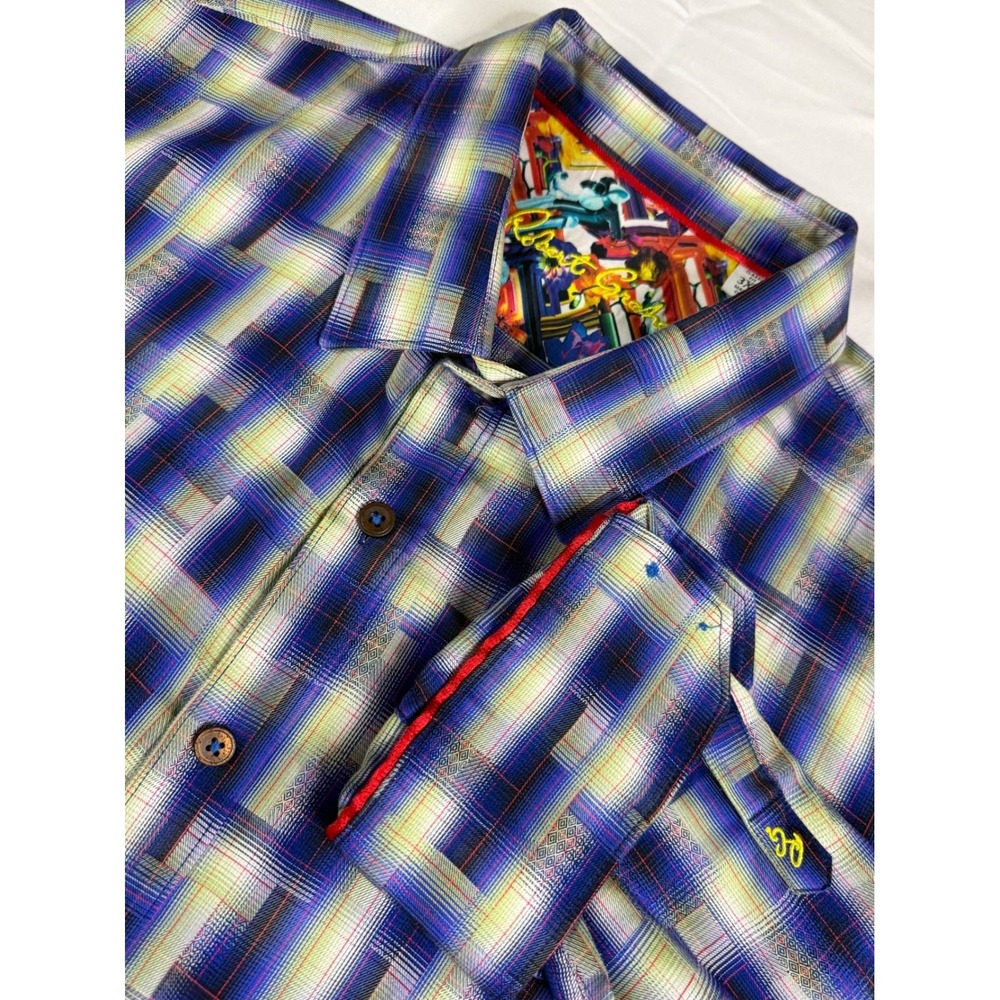 Robert Graham Mens 3XL Classic Fit Blue Green Plaid Long Sleeve Button Shirt
